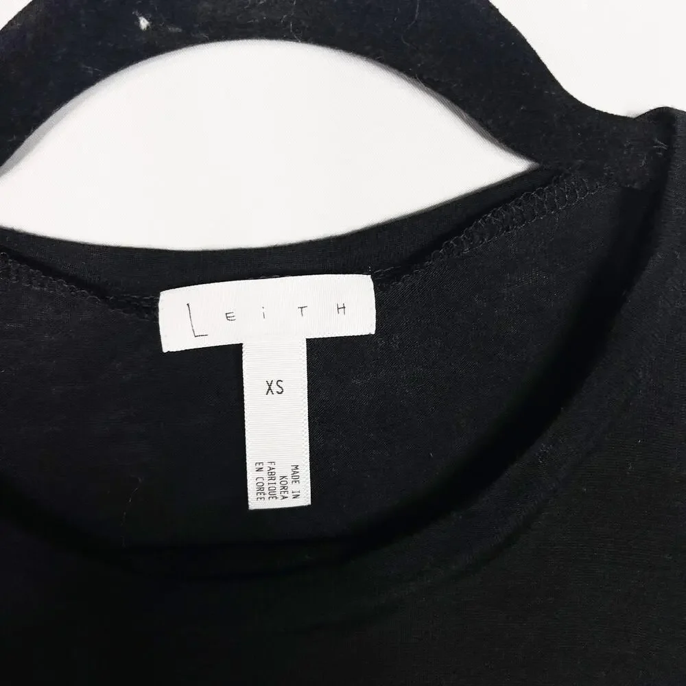 Leith XSmall XS Black High Low Hem Mixed Media Tank Top Crew Neck Sleeveless